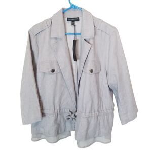 Lane Bryant Womens Linen Blend Blazer Jacket Sz 14/16 Minimalist Career Layering